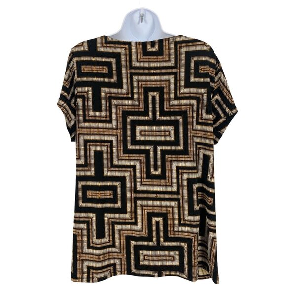 Worthington Womens Geometric Pattern Top Scoop Neck Blouse Size 1X - Picture 3 of 9